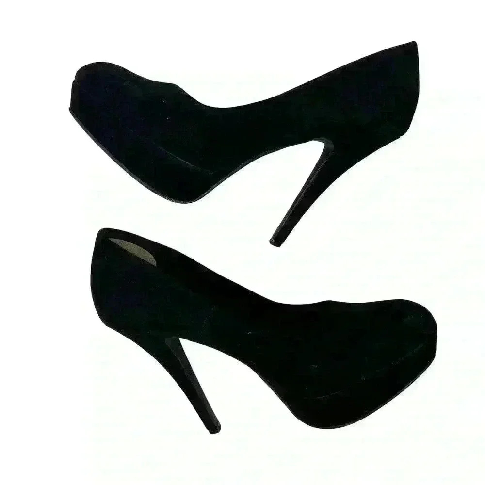 C&M‎ Women's Black Suede Platform Stiletto Heels Size 8.5 Formal